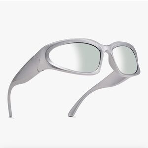 Silver y2k wrap around sunglasses
